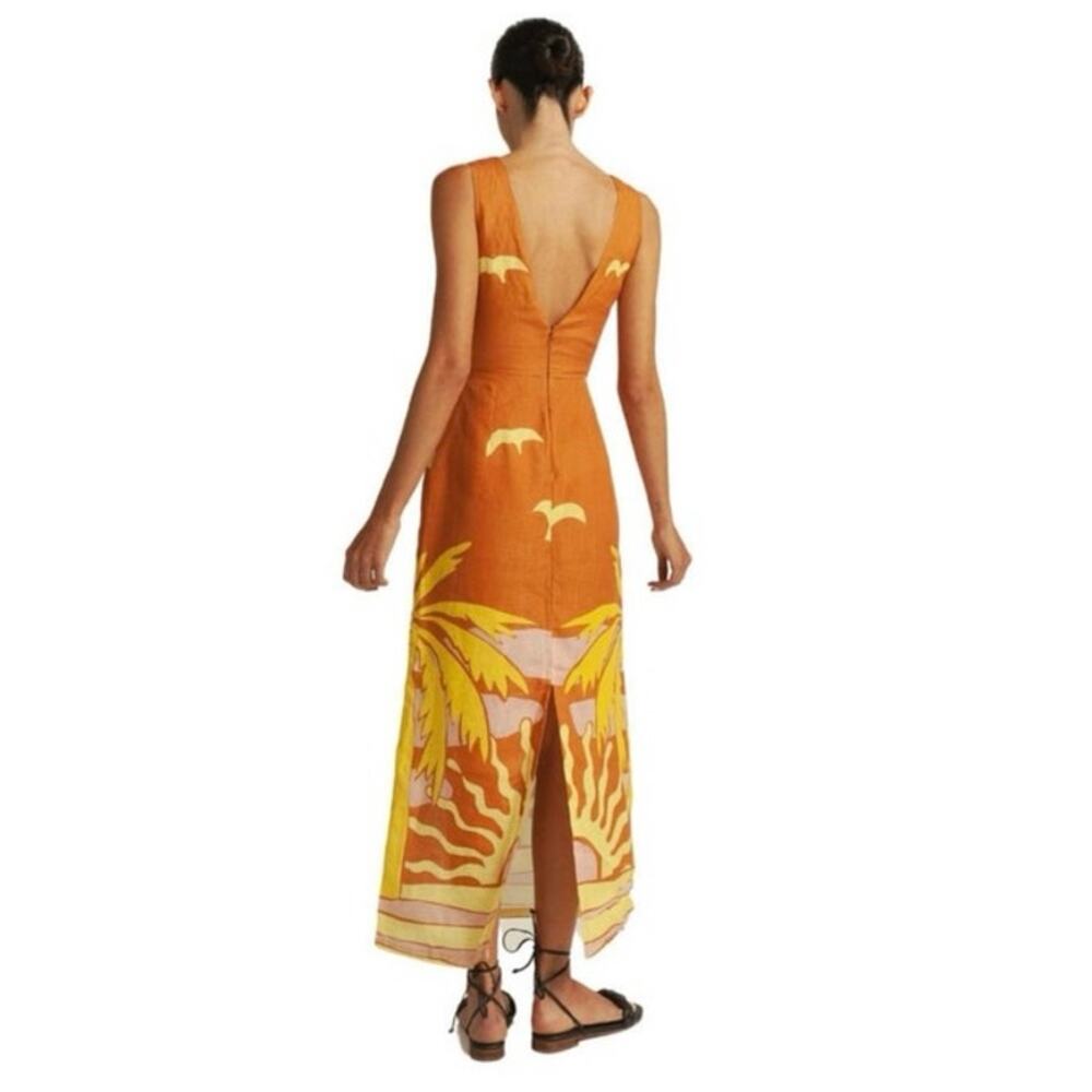 Anthropologie Cala DeLa Cruz NWT 100% Linen Orange Simone Maxi Dress Size Medium - Picture 2 of 8